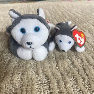 Ty Beanie Baby Nanook style 4104 & Teenie Beanie Baby ‘Nook. No flaws.